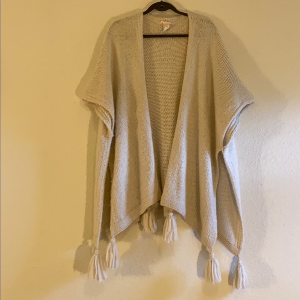 Cozy Hummingbird Oversized Cape With Tassels